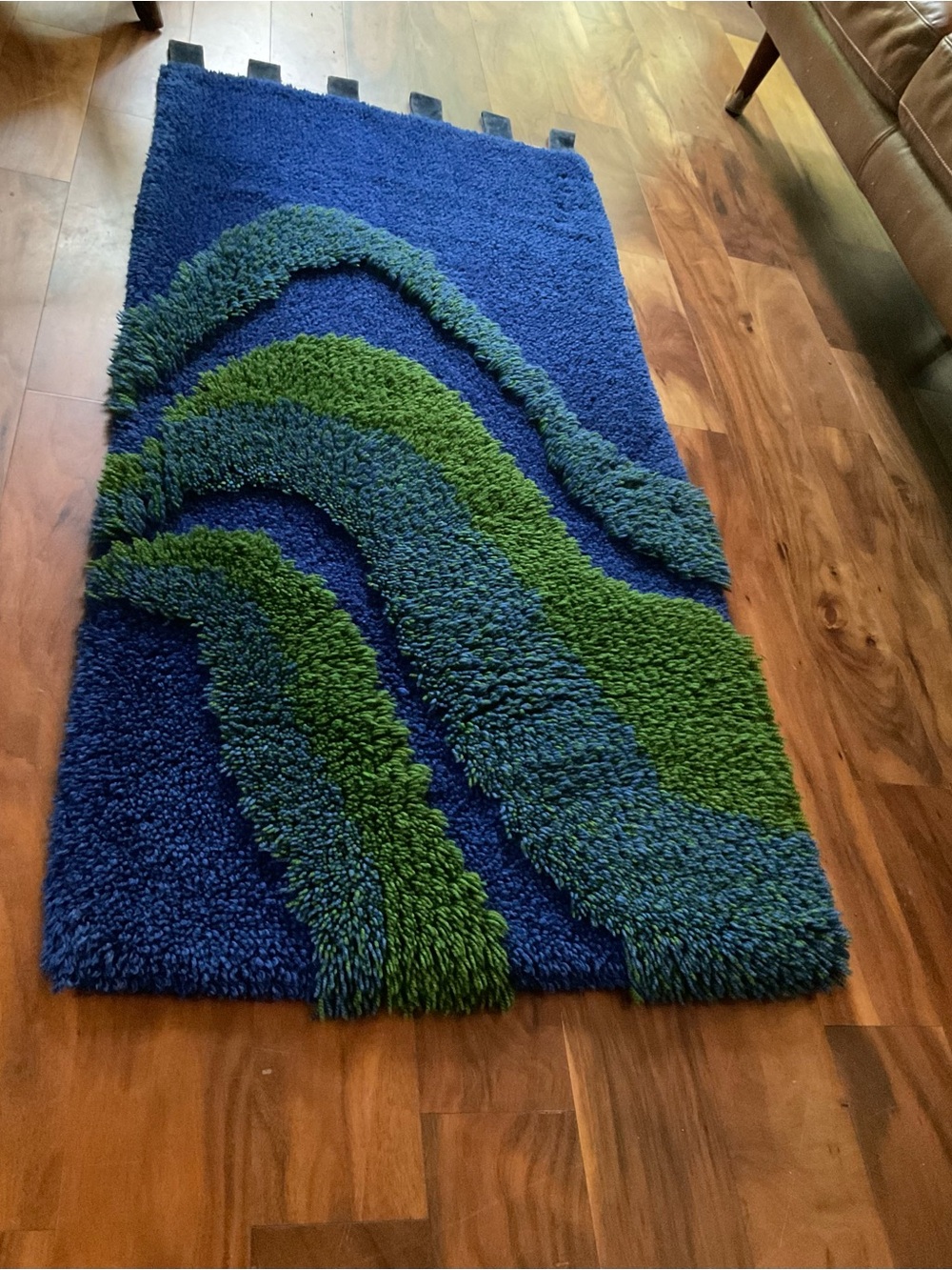 VTG Swedish 60’s Rya Shag Pop Art Wall Hanging Rug Psychedelic Wool Scandinavian - Picture 9 of 13